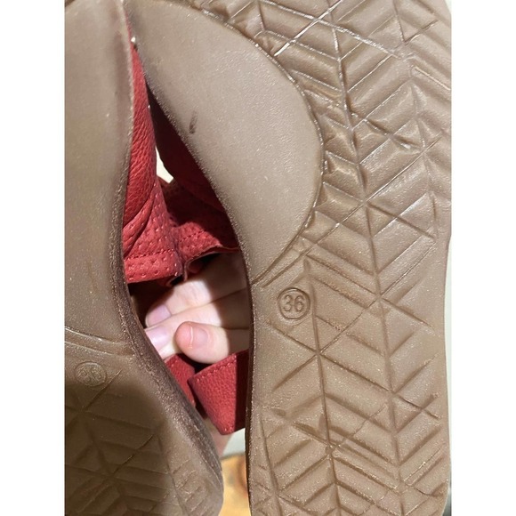 Miz Mooz Fifi Sandals Red Leather Studded Flats Women's Buckle Shoes size 6 (36) - Picture 10 of 11